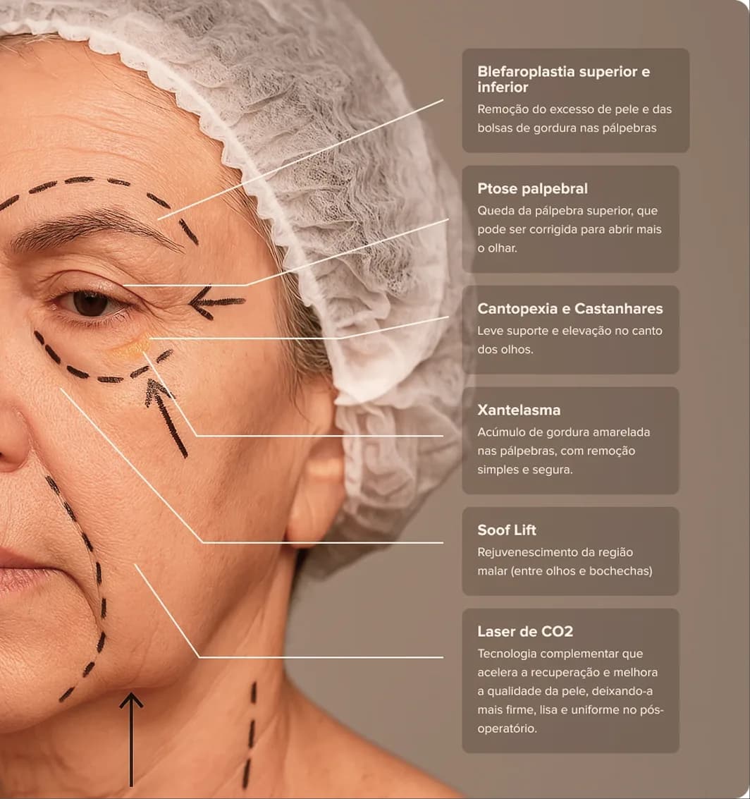 Avaliação personalizada — diagnóstico oculoplástico